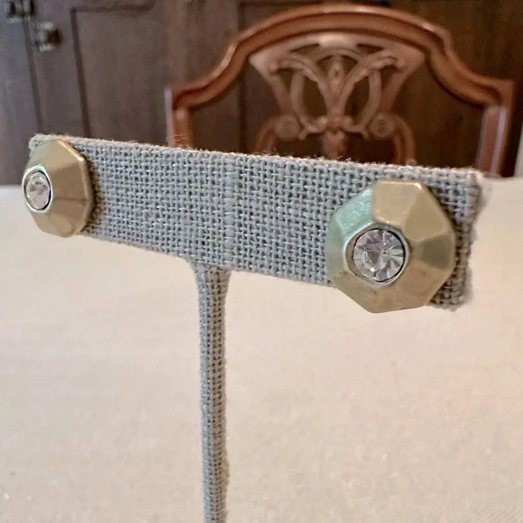 Matte Gold and Crystal Rhinestone Statement Stud Earring Lia Sophia Boho Look - Picture 5 of 9